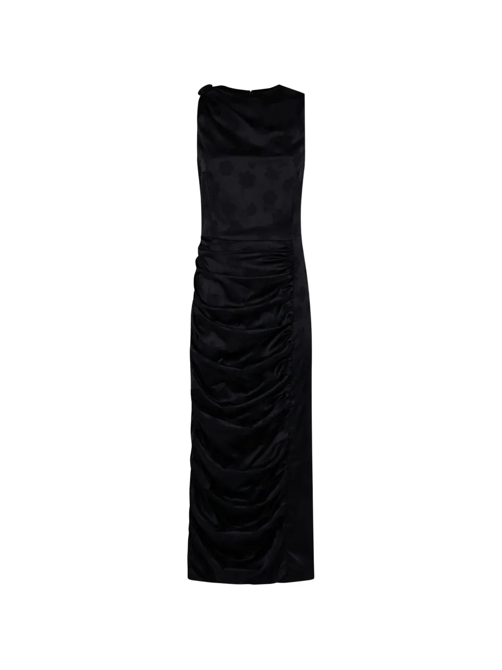 ROTATE BIRGER CHRISTENSEN floral-jacquard ruched midi dress - Nero