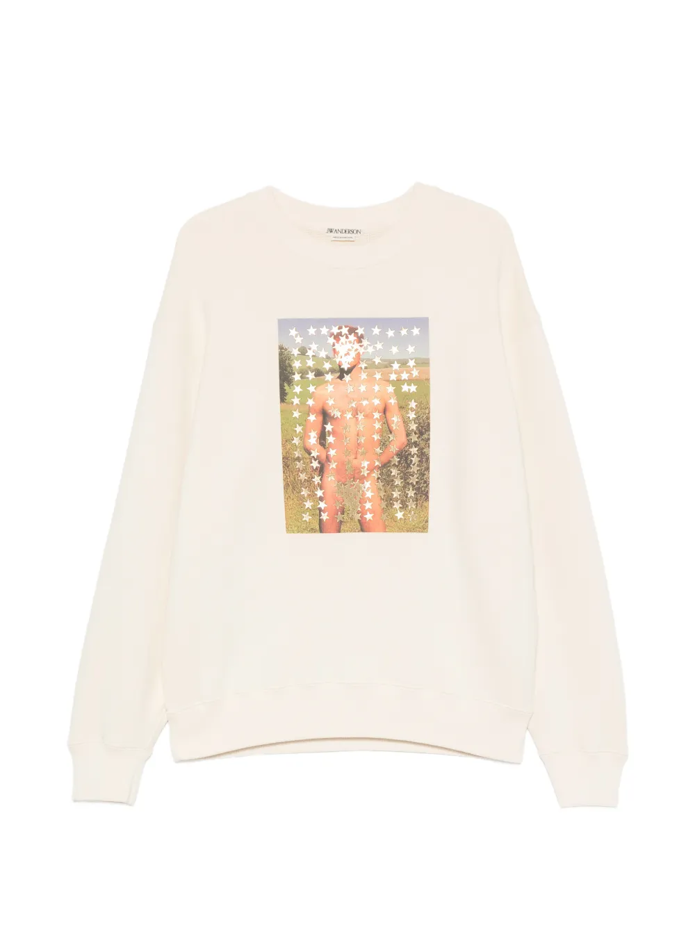 JW Anderson graphic-print star-patch sweatshirt - Nude