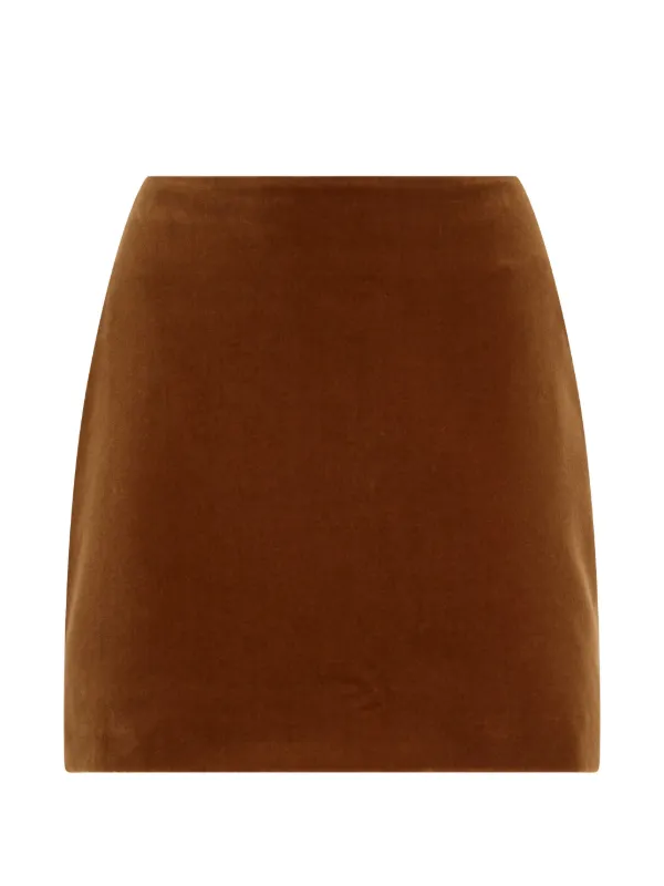 BLAZÉ Milano Coci Velvet Smiley Mini Skirt in Brown