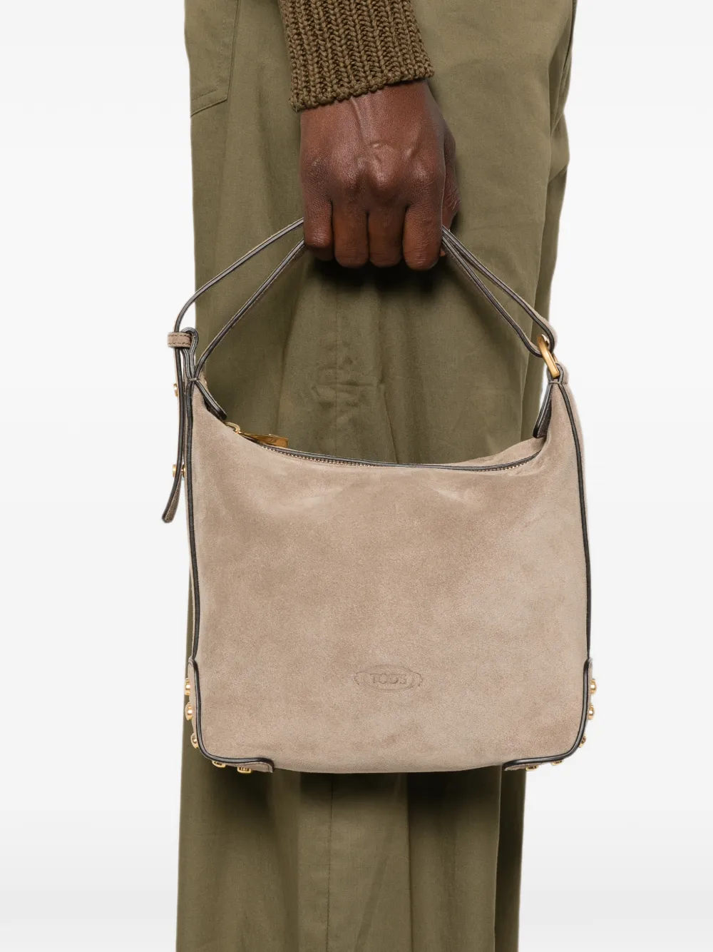 Tod's Metal Dots suède mini-shopper Beige