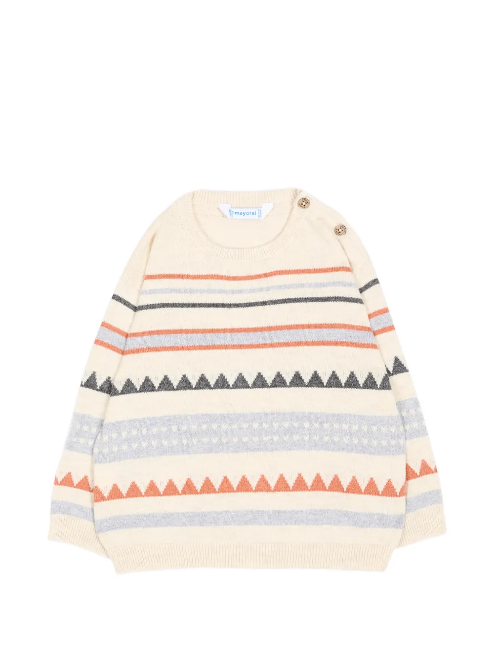 Mayoral button-fastening intarsia-knit sweater - Toni neutri