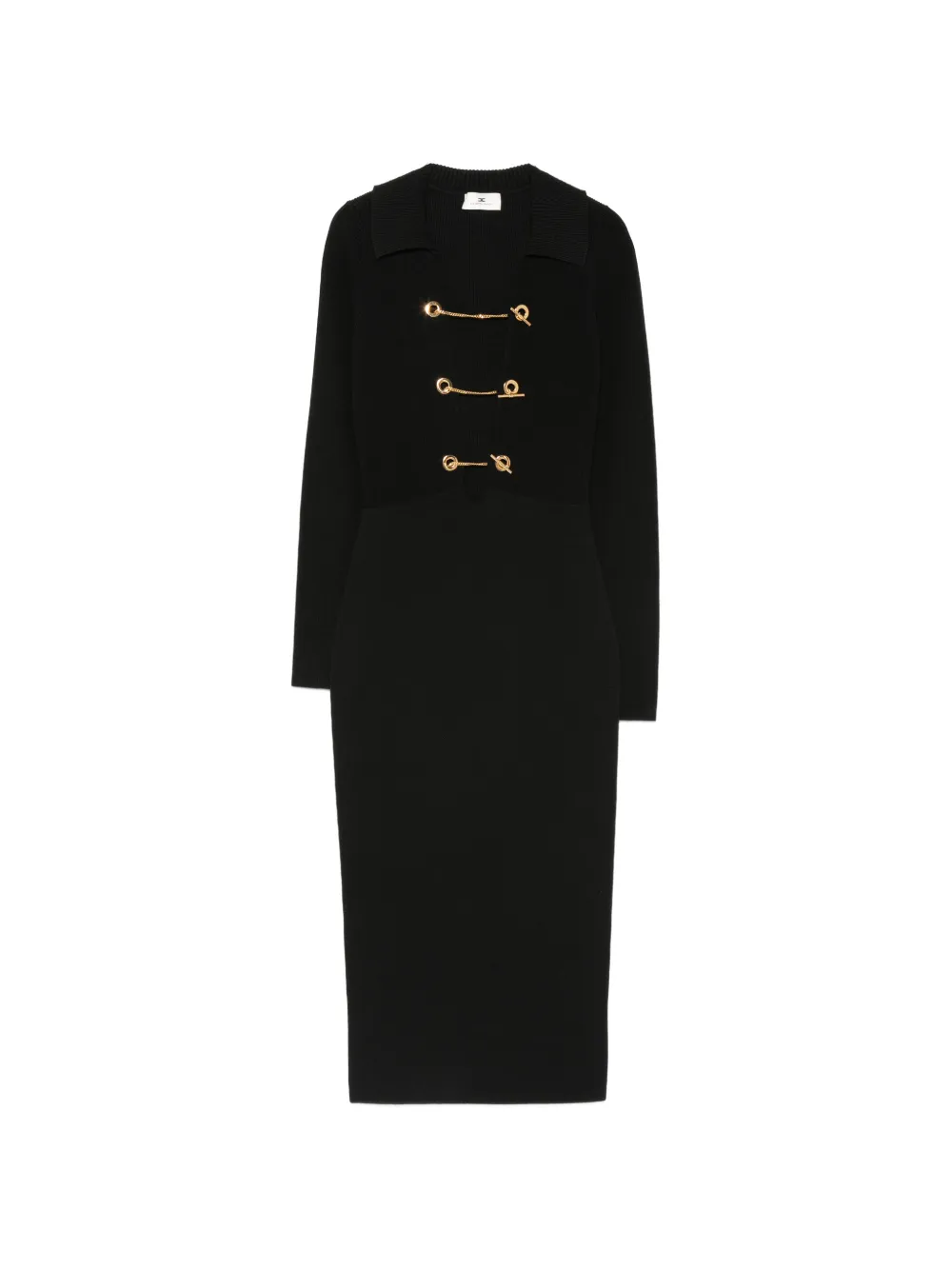 Elisabetta Franchi toggle-fastening ribbed-knit midi dress - Schwarz