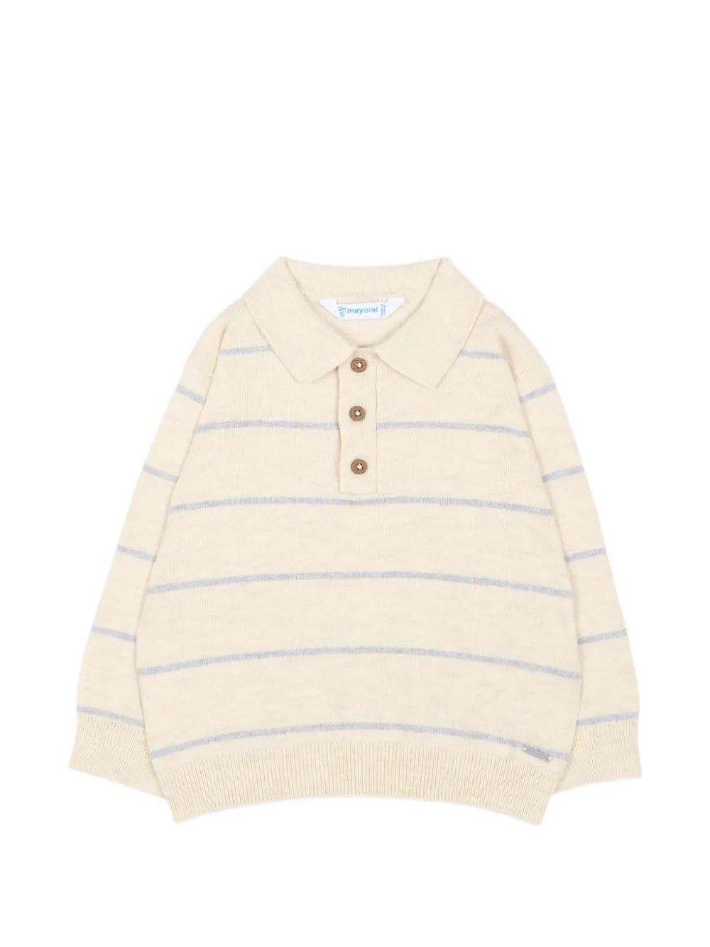 Mayoral striped long-sleeved polo shirt - Toni neutri