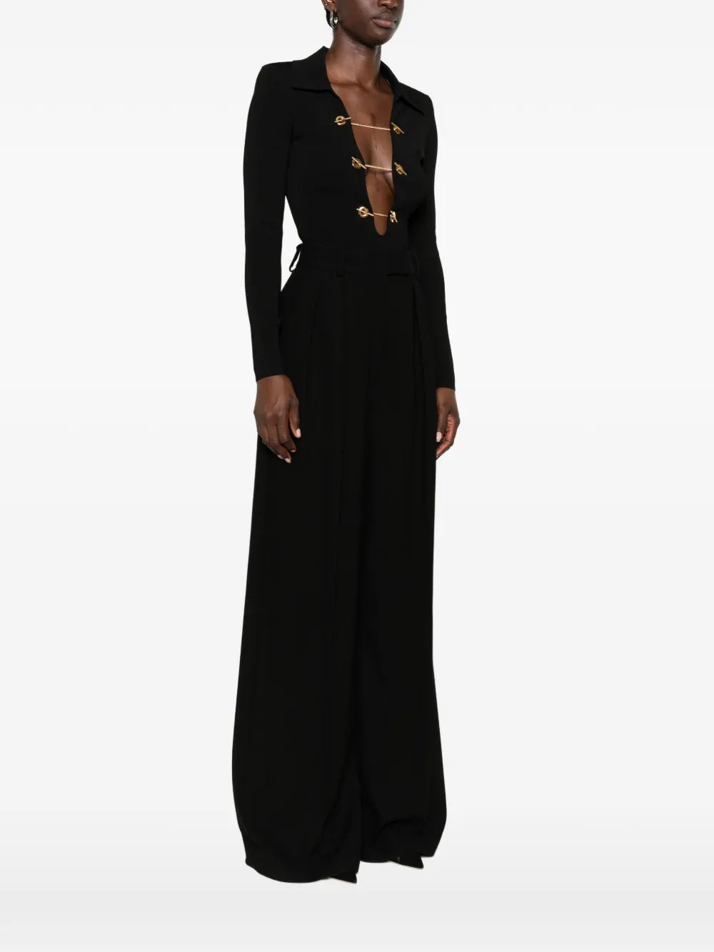 Elisabetta Franchi Body met schakelketting en uitgesneden details Zwart