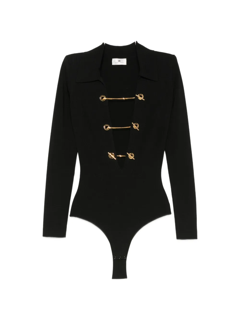 Elisabetta Franchi Cut-out Chain-link Bodysuit In Black