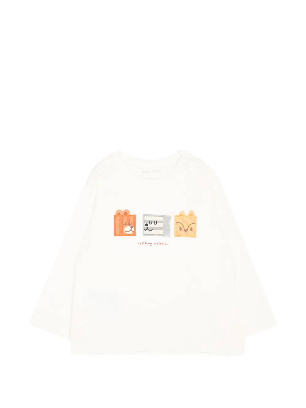 Mayoral T-shirt met lange mouwen en dieren-patches Wit