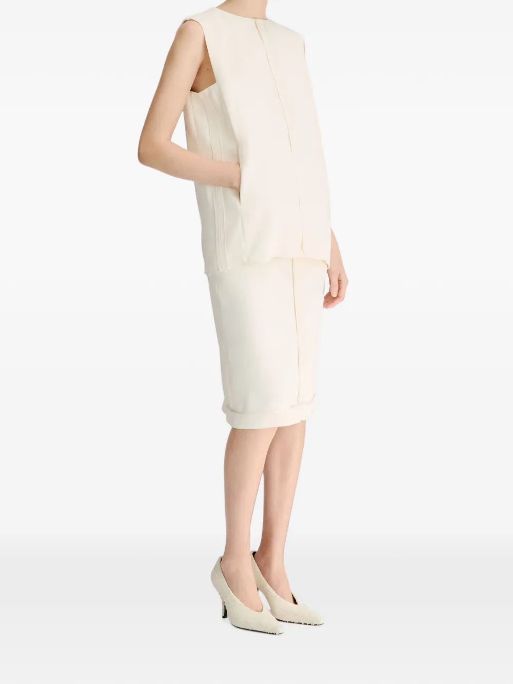 LouLou de Saison Adeli top met satijnen afwerking Beige