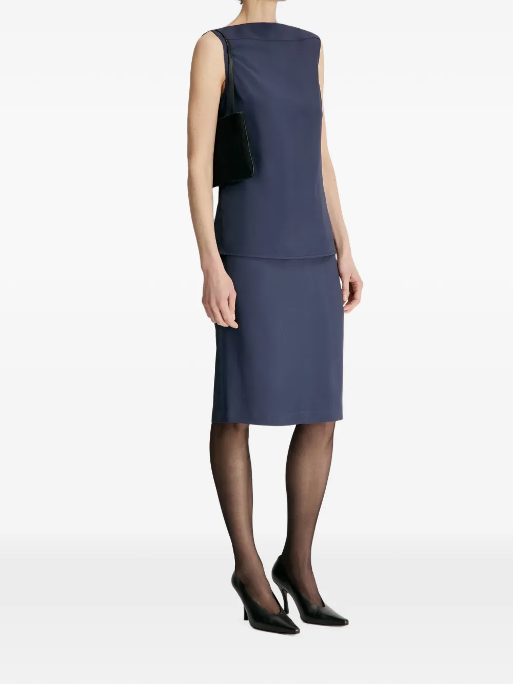 LouLou de Saison Ani blouse met ronde rug Blauw