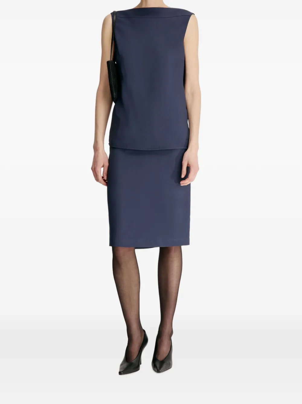 LouLou de Saison Ani blouse met ronde rug Blauw