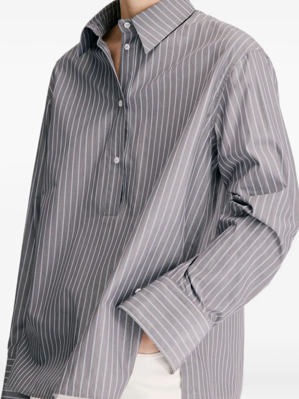LouLou de Saison Colton gestreepte blouse Grijs