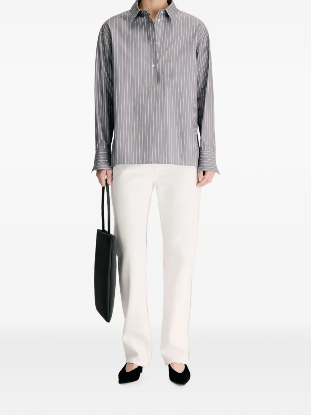 LouLou de Saison Colton gestreepte blouse Grijs
