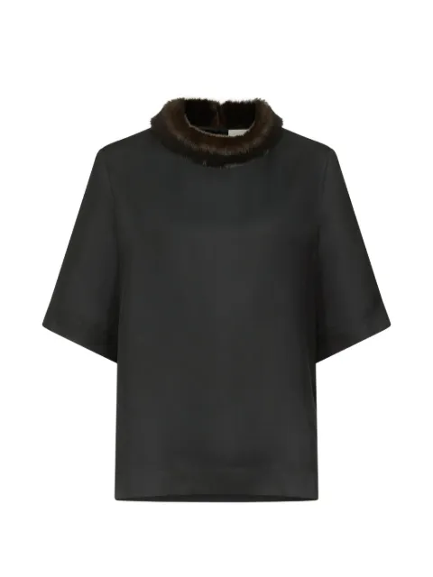 LouLou de Saison Dana faux-fur trim blouse