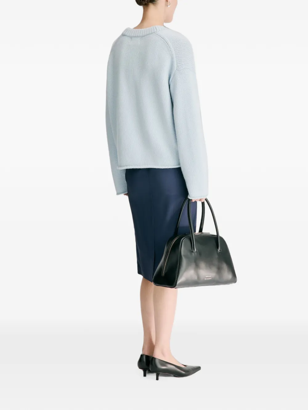 LouLou de Saison Derry LDS kasjmier trui met U-hals Blauw
