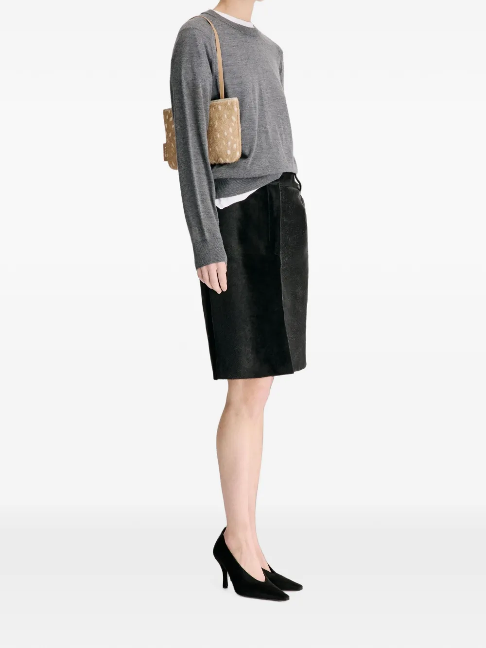 LouLou de Saison Debi leren mini-rok met pony-effect Zwart
