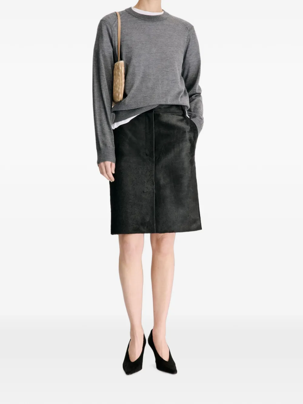 LouLou de Saison Debi leren mini-rok met pony-effect Zwart