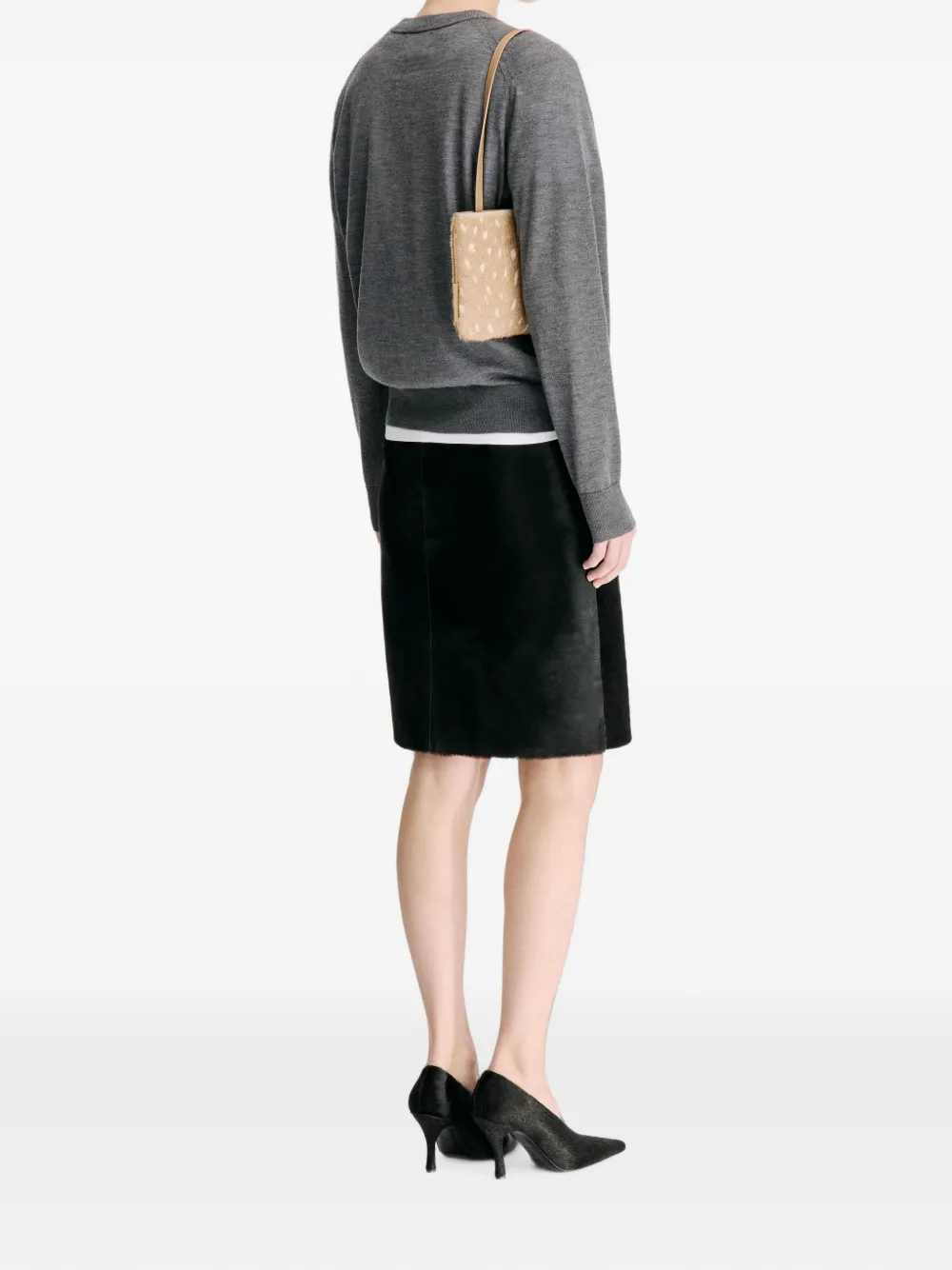 LouLou de Saison Debi leren mini-rok met pony-effect Zwart