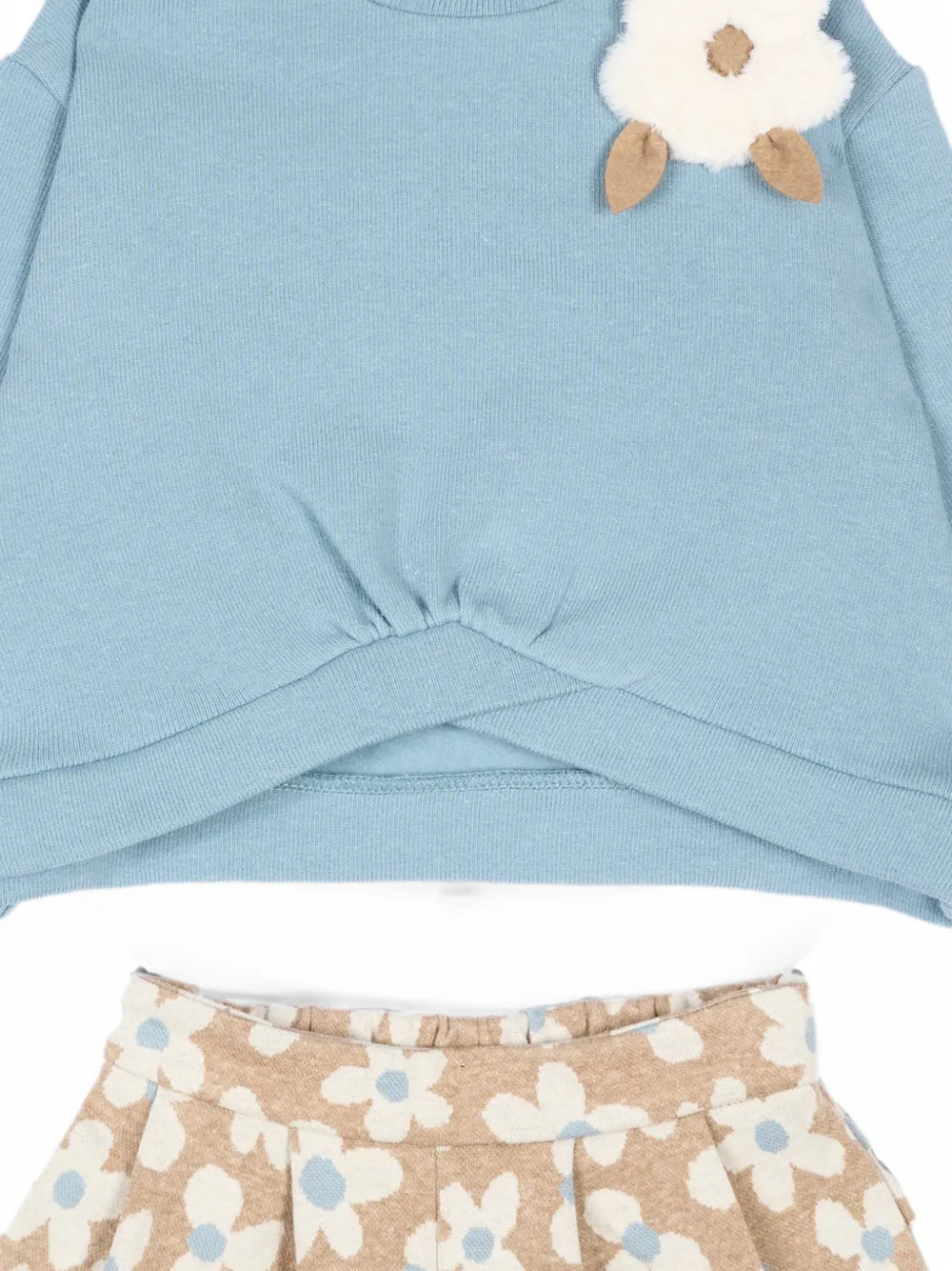 Mayoral Shortsset met bloemen-print en applicatie Beige