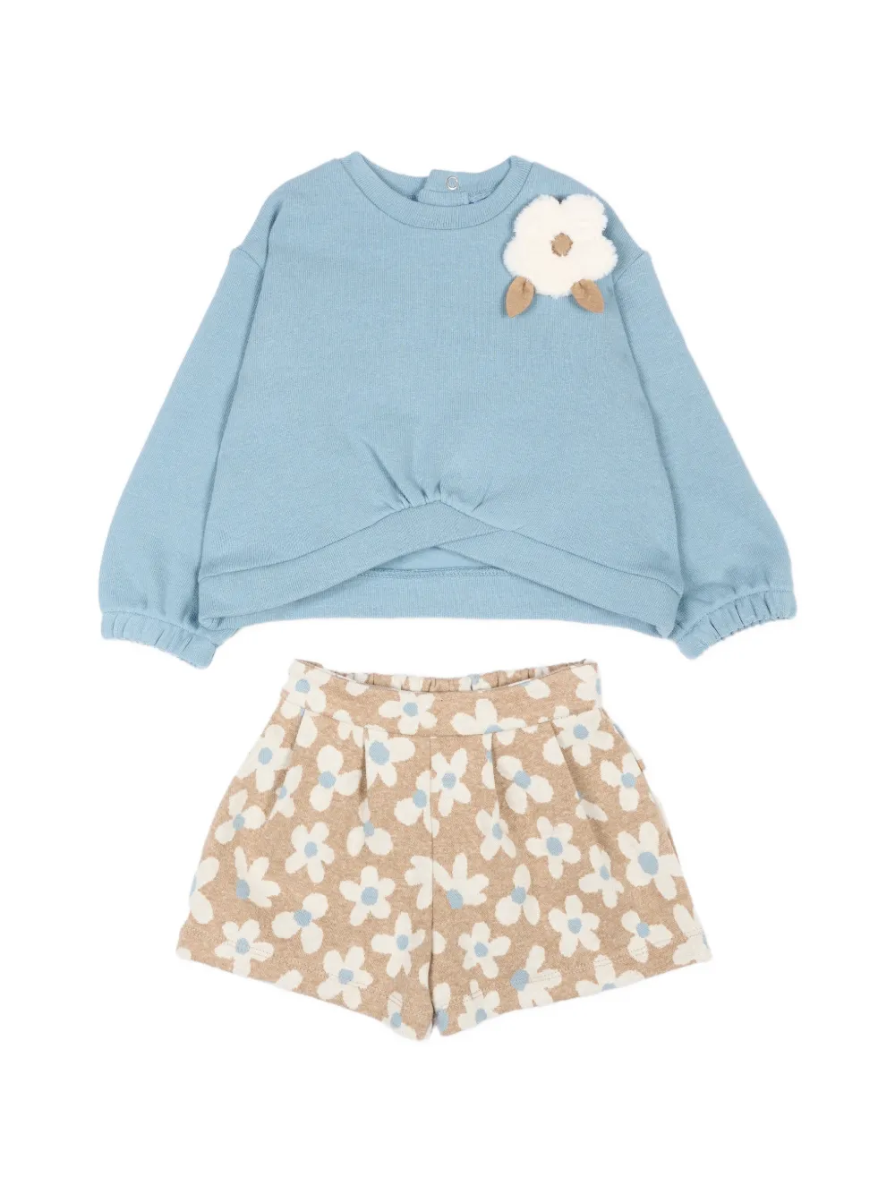 Mayoral floral-print appliqué shorts set - Toni neutri