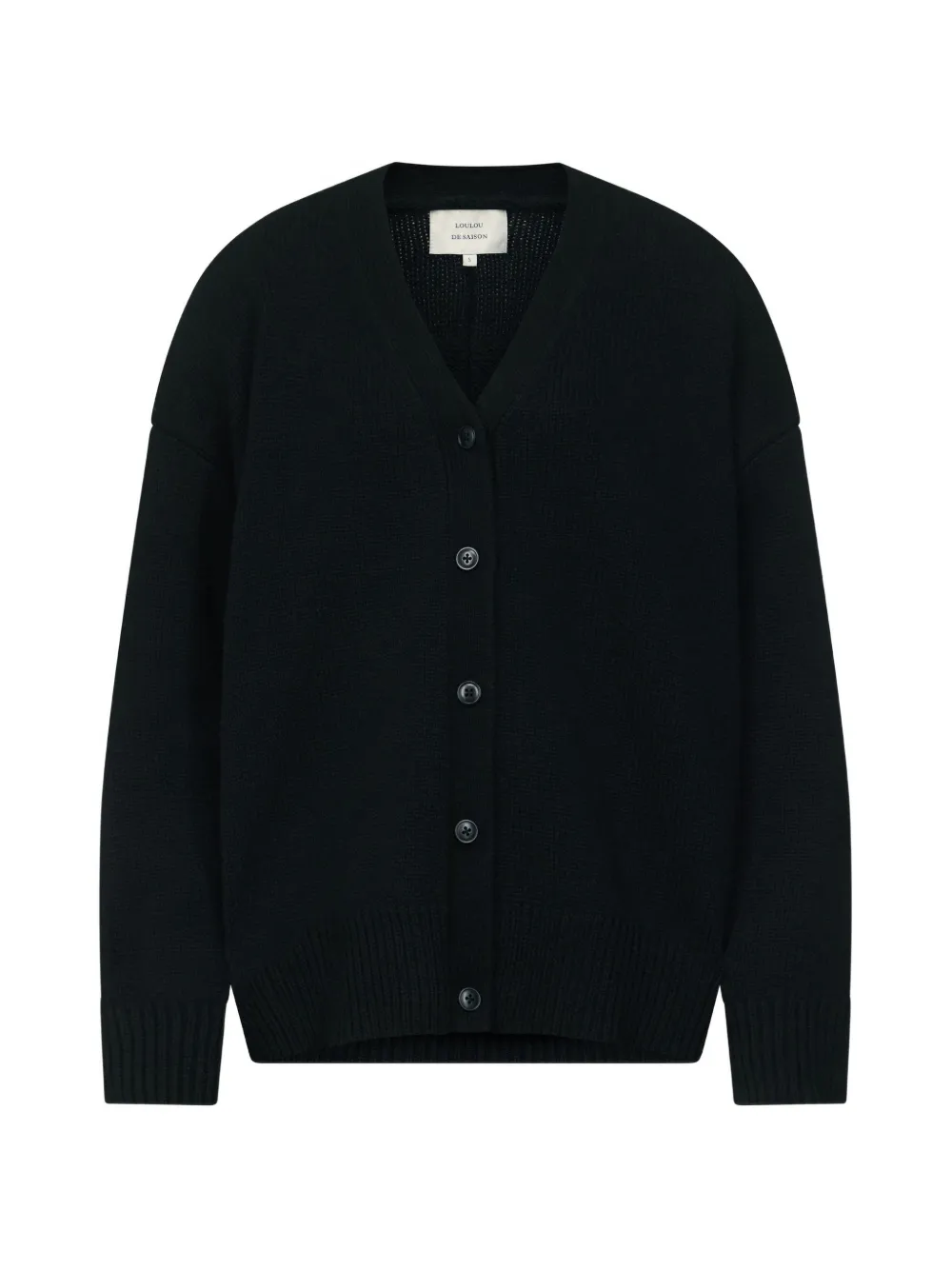 LouLou de Saison Duca Cardigan mit V-Ausschnitt - Schwarz