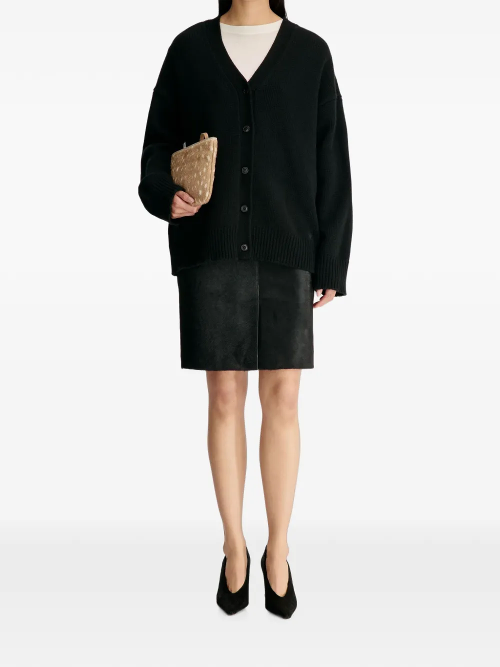 LouLou de Saison Duca oversized vest met V-hals Zwart