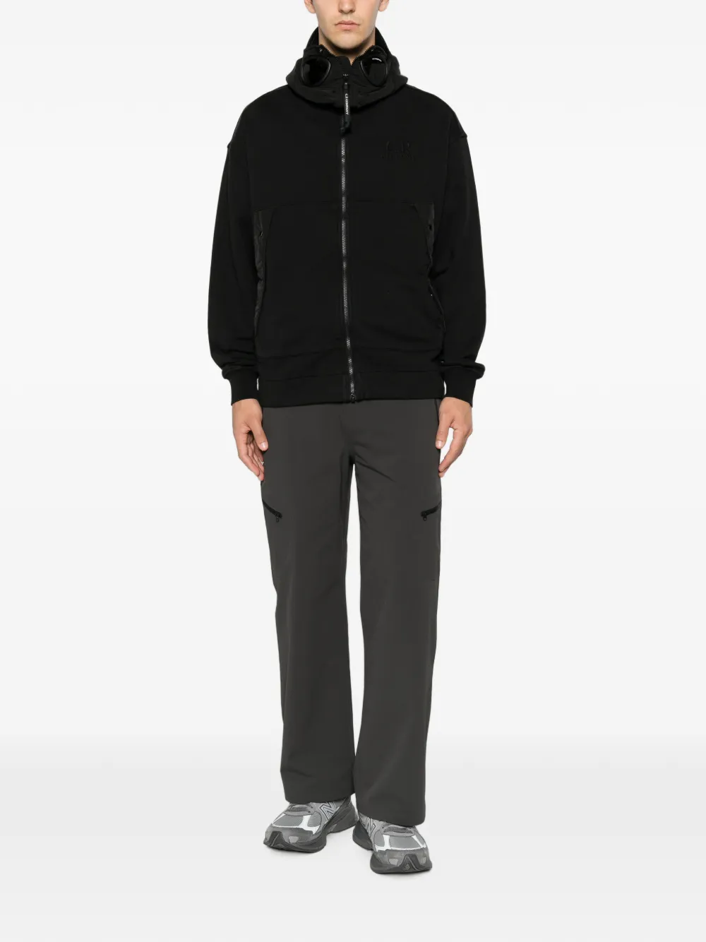 C.P. Company Sweater met Goggle-detail en rits Zwart