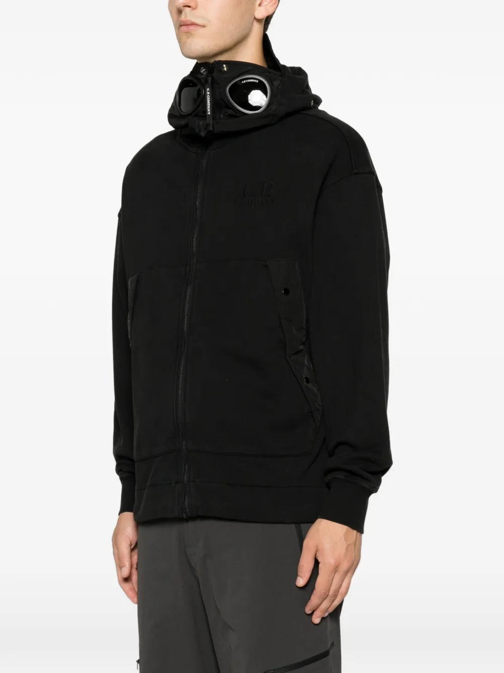 C.P. Company Sweater met Goggle-detail en rits Zwart