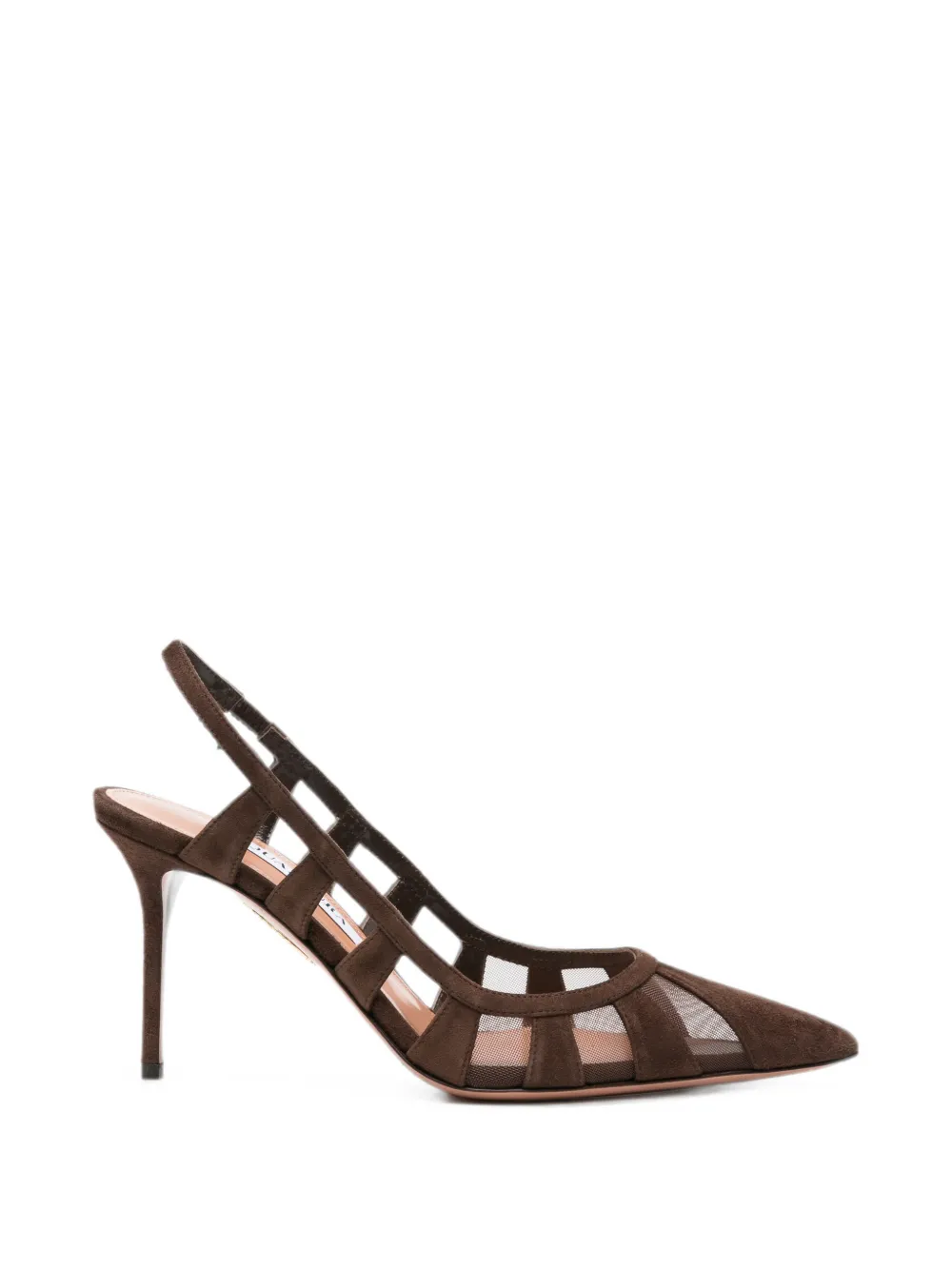 Aquazzura Acreen mesh-panelled suede pumps - Marrone