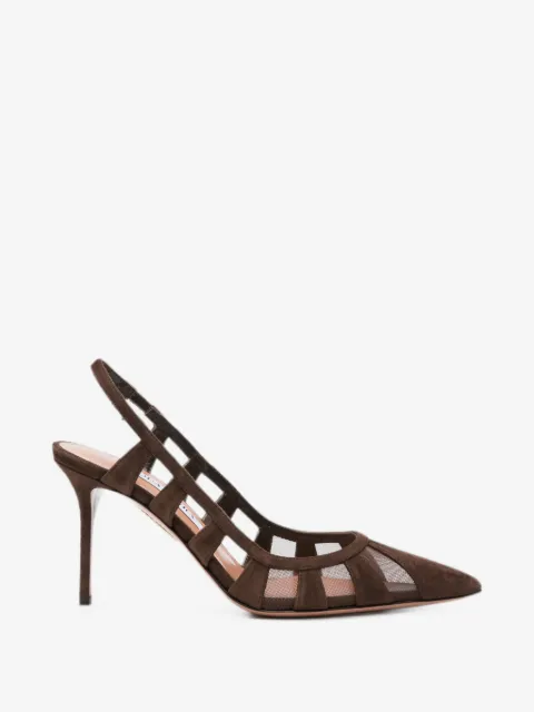 Aquazzura Acreen mesh-panelled suede pumps
