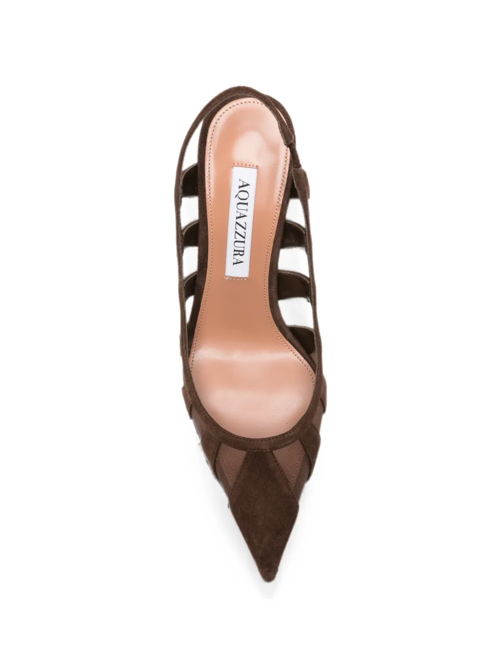 Aquazzura Acreen mesh-panelled suede pumps Bruin