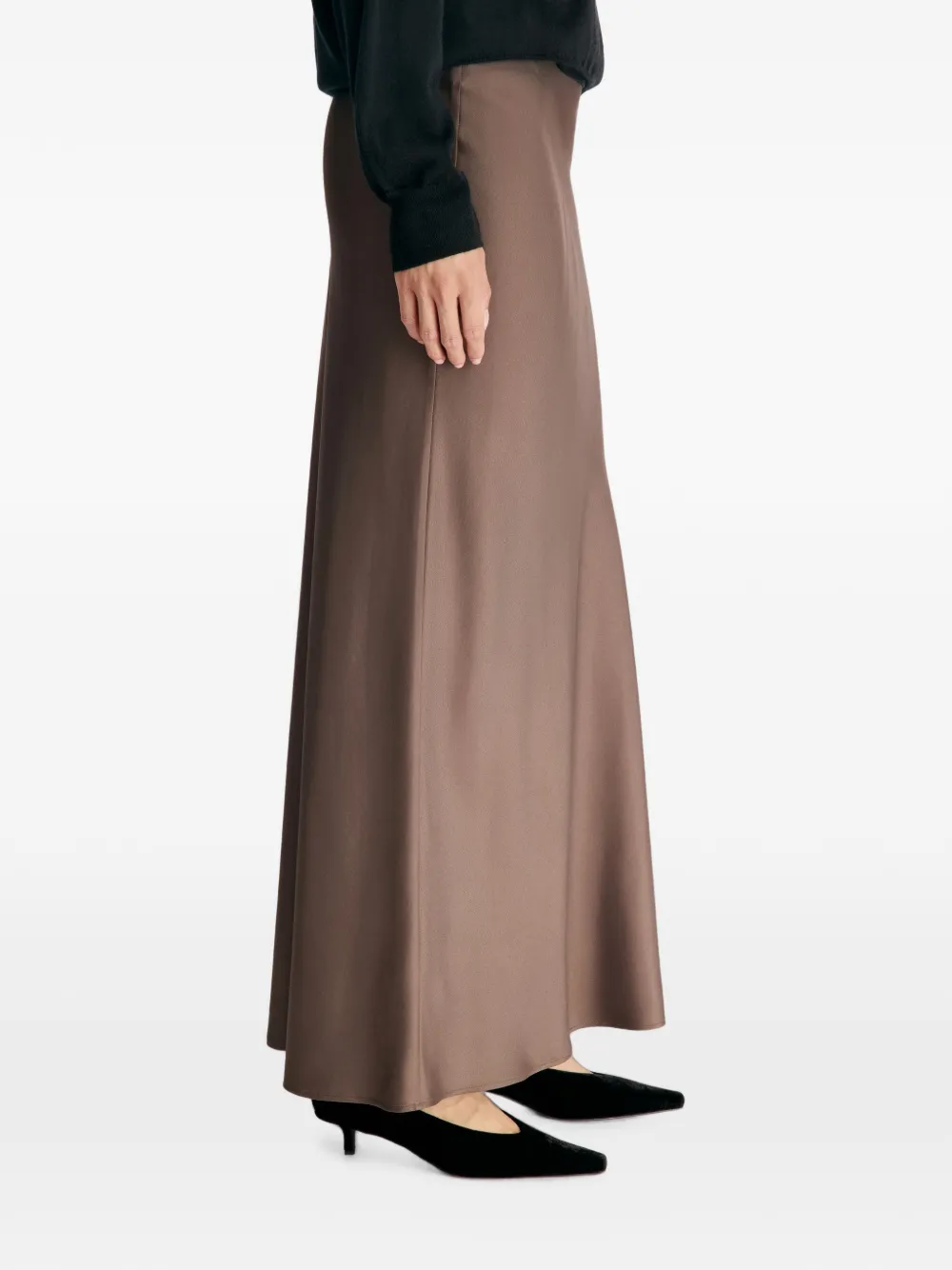 LouLou de Saison Eli zijden-twill maxi-rok met A-lijn Bruin