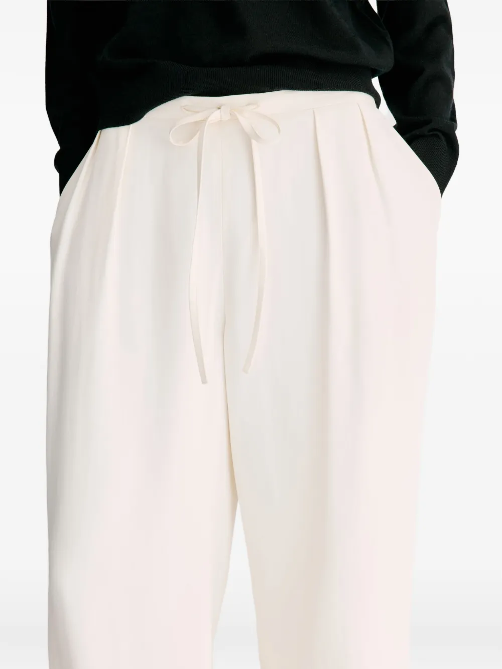 LouLou de Saison Ellon straight broek met trekkoord Beige