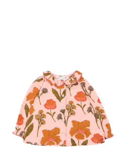 Bonpoint floral-print ruffled-collar shirt