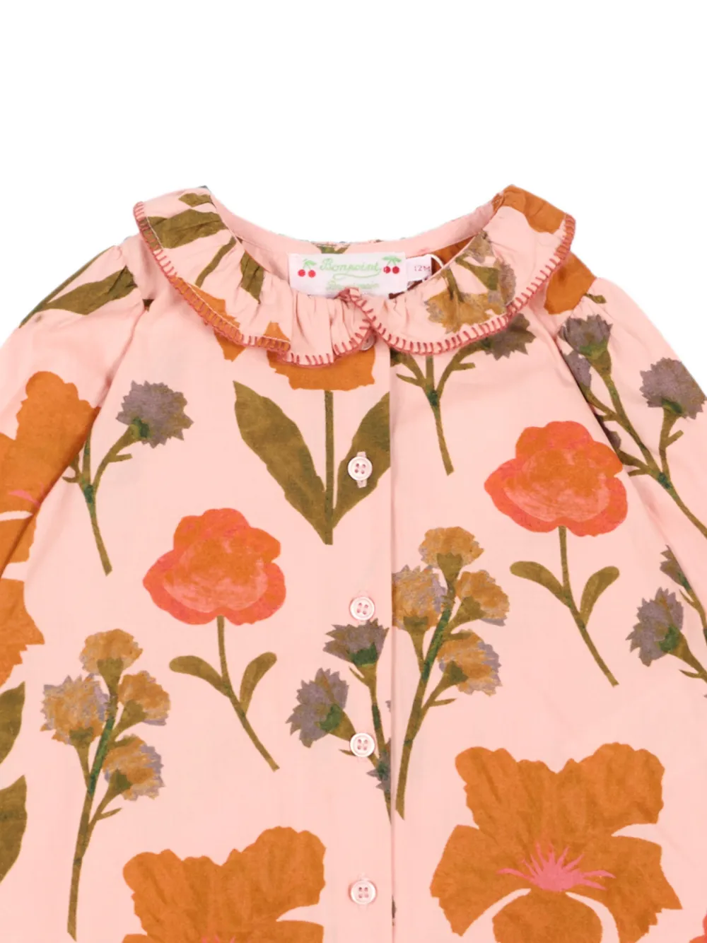 Bonpoint Shirt met ruches en bloemen-print Roze