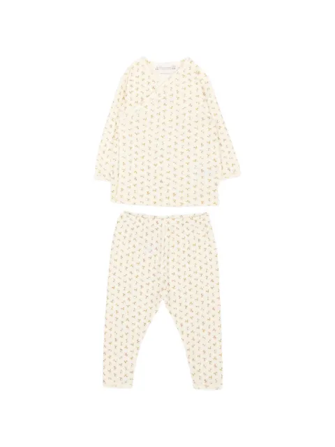 Bonpoint cherry-print wrap pajamas