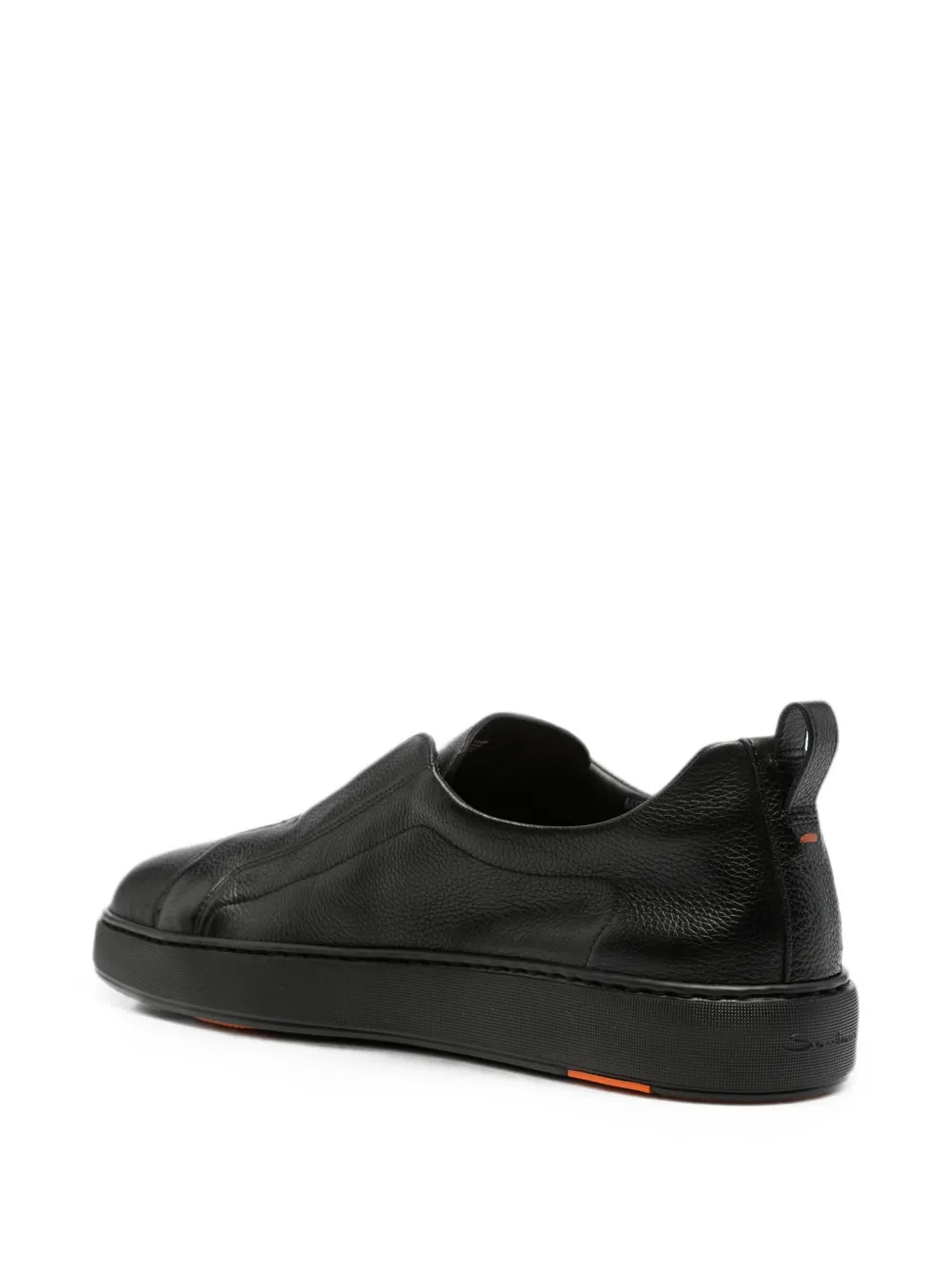 Santoni S-Victory grainy-leather slip-on sneakers Zwart