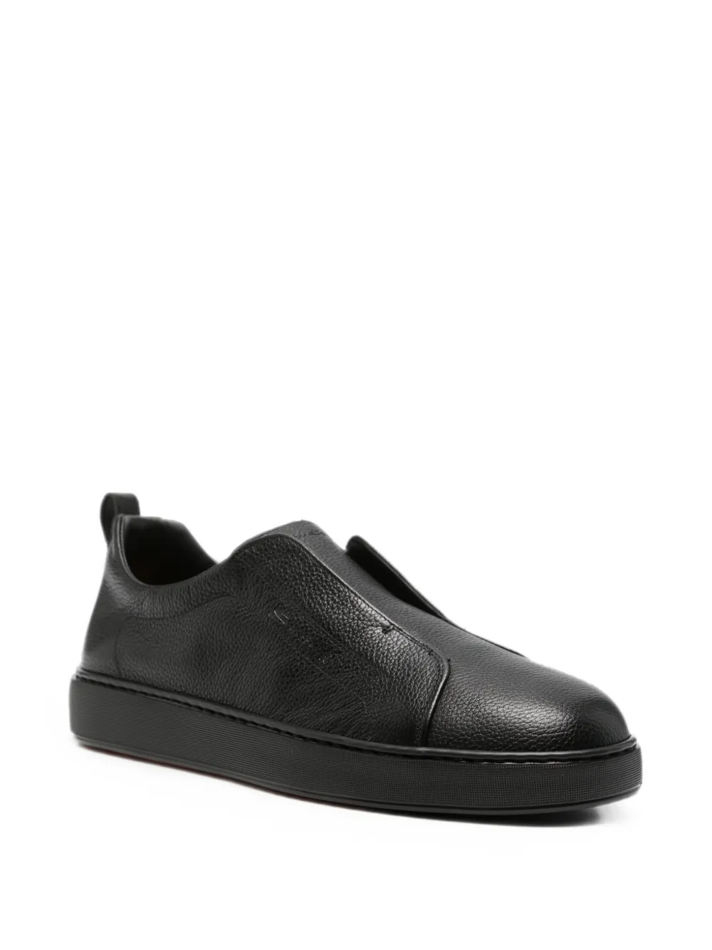 Santoni S-Victory grainy-leather slip-on sneakers Zwart