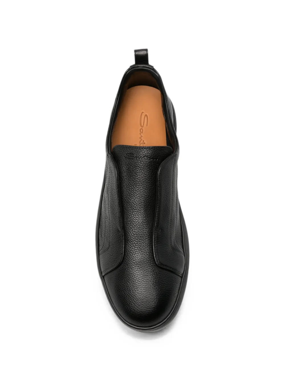 Santoni S-Victory grainy-leather slip-on sneakers Zwart