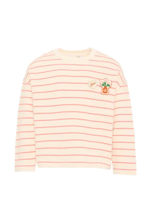 Bonpoint camiseta a rayas con parche de manga larga