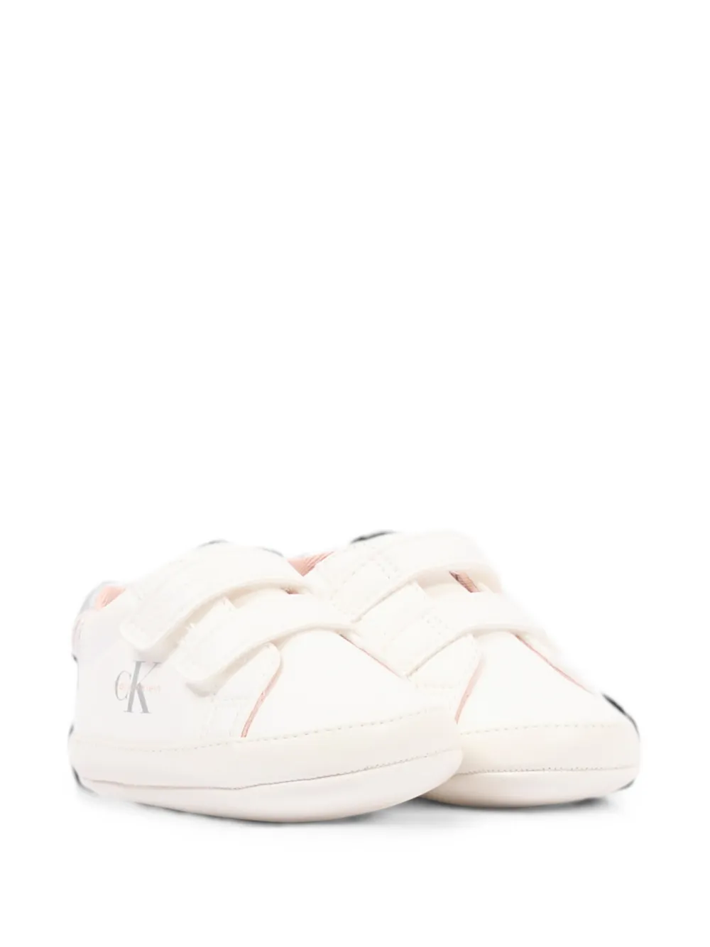 Calvin Klein Kids touch-strap logo-print low-top sneakers - Bianco