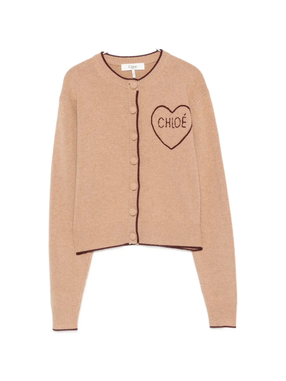 Chloé heart-motif embroidered cardigan - Toni neutri