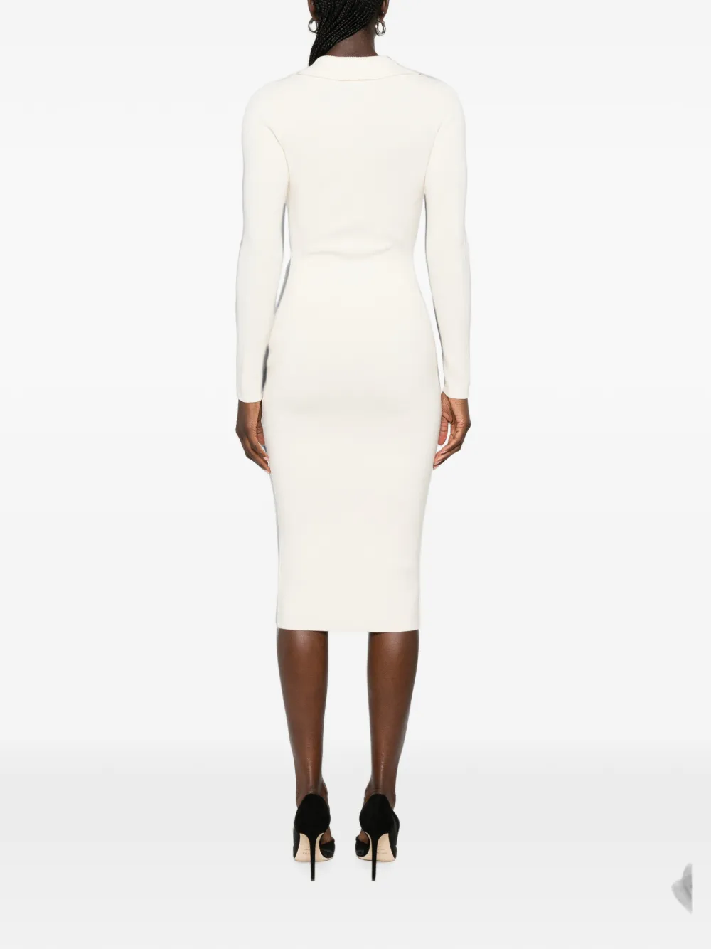 Elisabetta Franchi Gebreide jurk met kettingen Beige