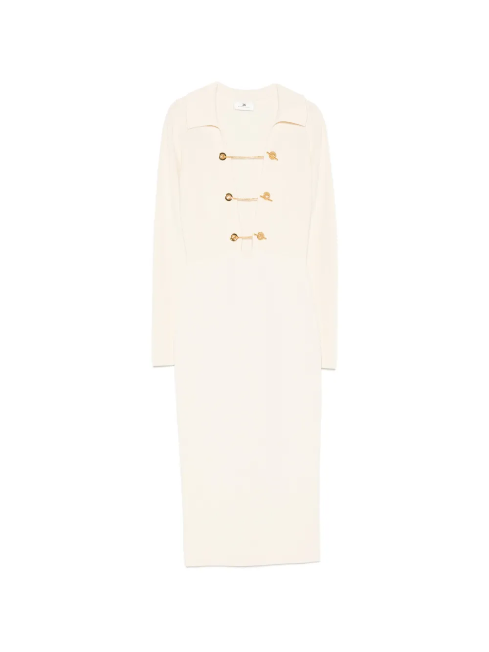 Elisabetta Franchi gold-tone chain-link detail midi dress - Toni neutri
