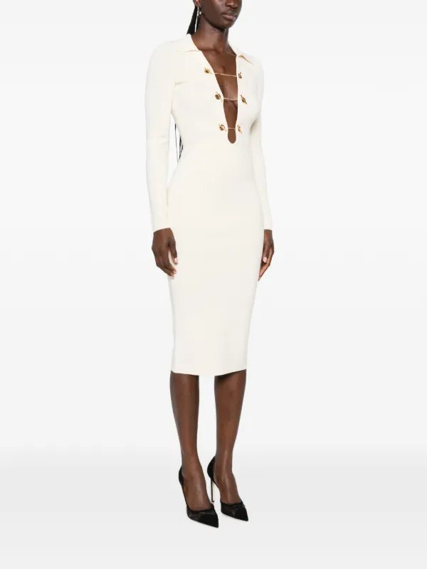 elisabetta franchi knit dress with jewel chains Backless Halter Dress