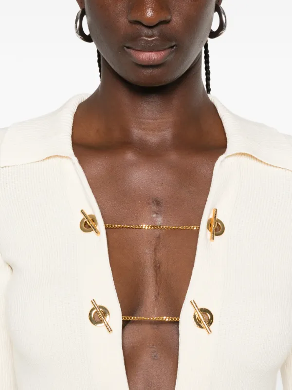 Elisabetta Franchi ビジューチェーン ニットドレス | ニュートラル