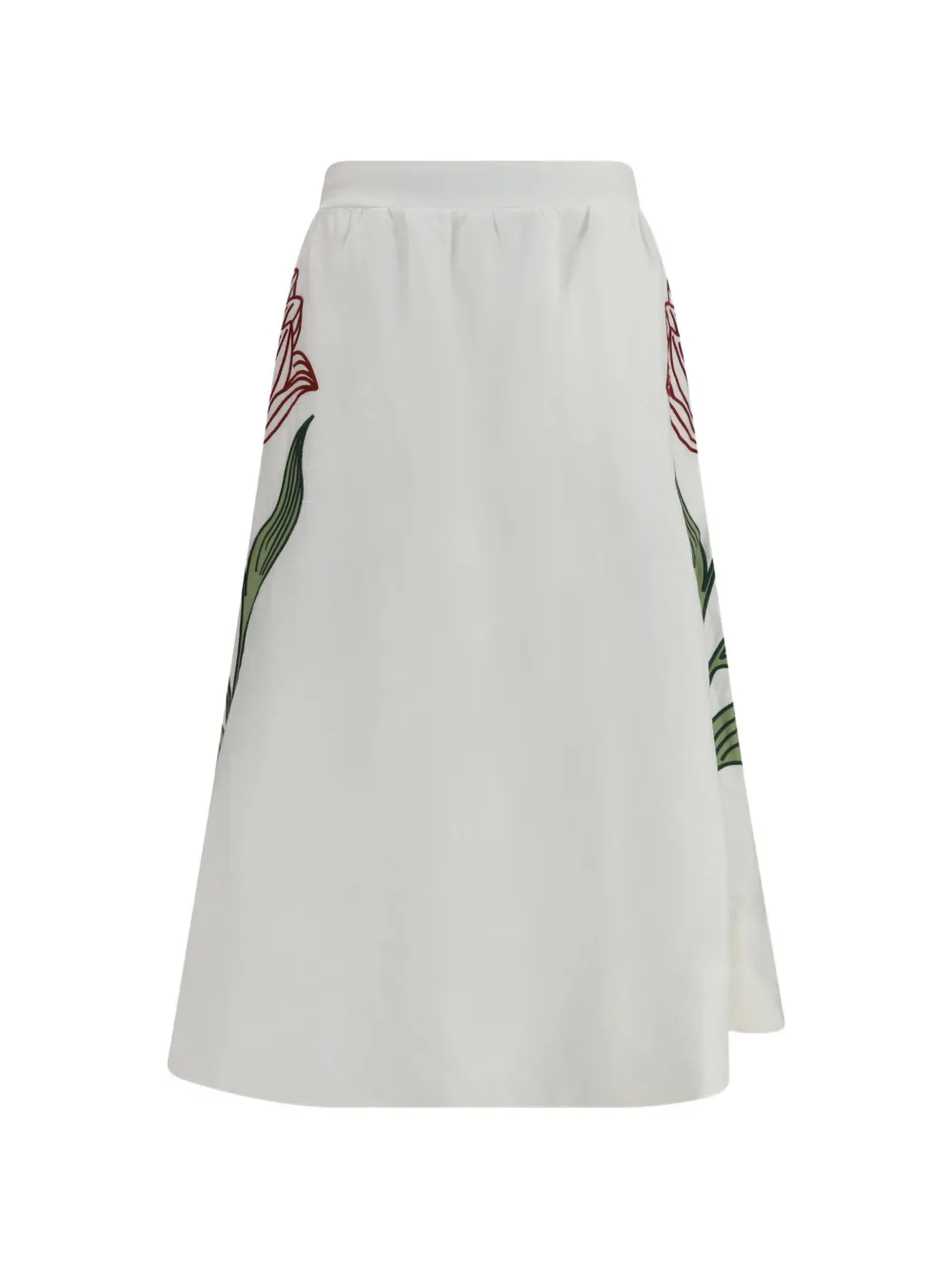 FARM Rio floral-embroidered midi skirt - Bianco
