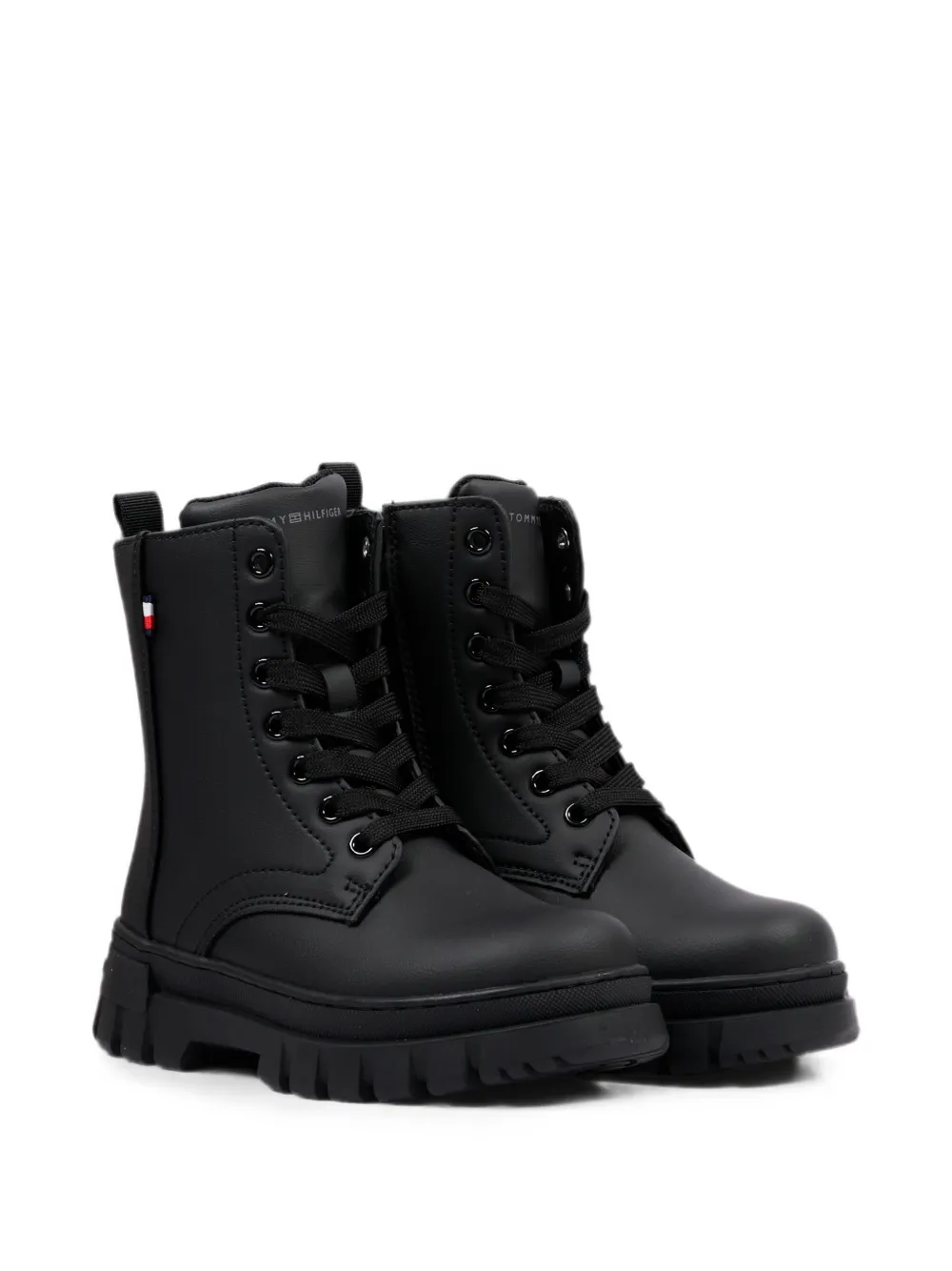 Tommy Hilfiger Junior lace-up leather combat boots Zwart