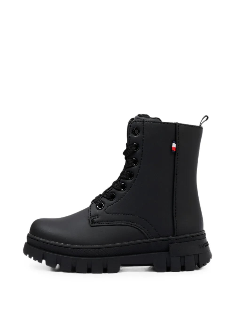 Tommy Hilfiger Junior lace-up leather combat boots Zwart