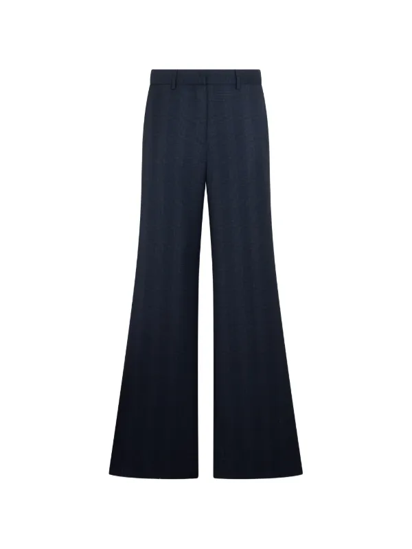 BLAZÉ Milano Lundy Check-pattern Wide-leg Trousers in Blue