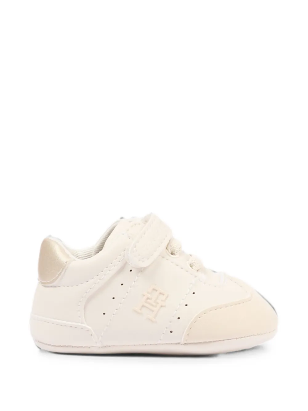 Tommy Hilfiger Junior touch-strap logo-patch sneakers Beige