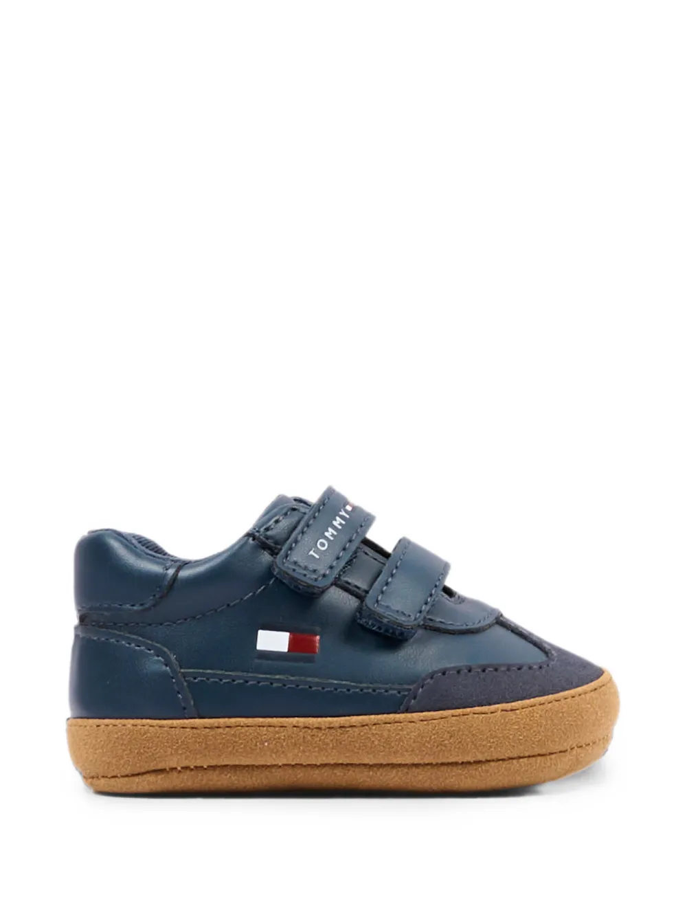 Tommy Hilfiger Junior touch-strap leather sneakers - Blu